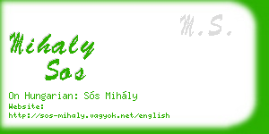mihaly sos business card